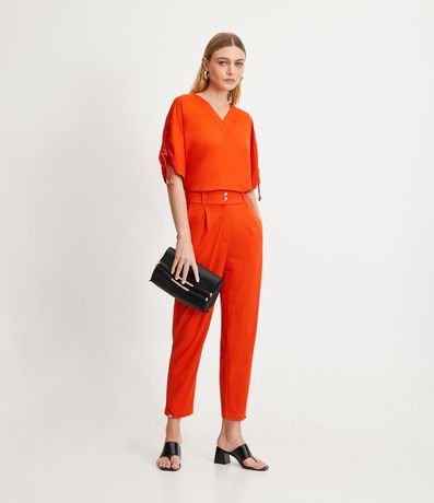 Pantalón Carrot en Punto Orly con Detalle en el Bajo