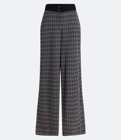 Pantalón Wide Leg con Cintura Contrastante y Estampado Geométrico 5