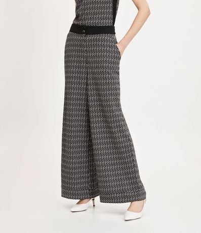 Pantalón Wide Leg con Cintura Contrastante y Estampado Geométrico 2