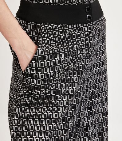 Pantalón Wide Leg con Cintura Contrastante y Estampado Geométrico 4