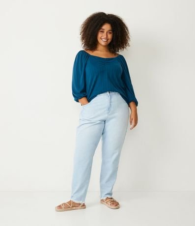 Blusa en Malla Texturizada con Escote Cuadrado y Fruncido en el Escote Curve & Plus Size 2