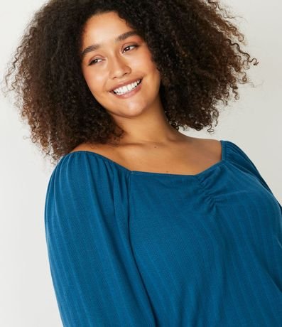 Blusa en Malla Texturizada con Escote Cuadrado y Fruncido en el Escote Curve & Plus Size 3