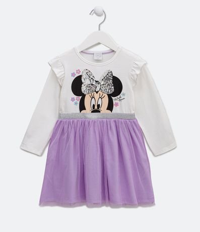 Vestido Infantil Estampado Minnie y pollera en Tule - Talle 2 a 6 años 1