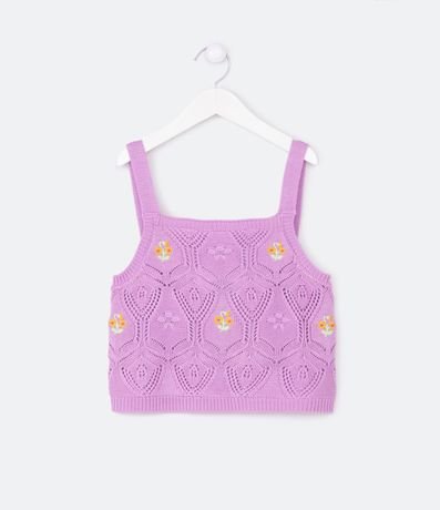 Blusa de Tirantes Infantil en Punto con Bordado de Florzitas - Talle 5 a 14 años 1