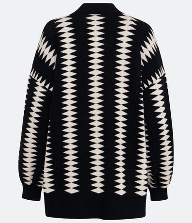 Saco Alargado de Punto con Manga Amplia y Estampado Abstracto 6