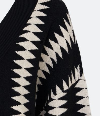 Saco Alargado de Punto con Manga Amplia y Estampado Abstracto 7