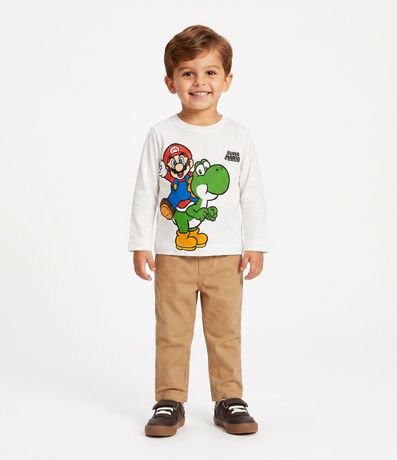 Remera Infantil con Estampado Mario y Yoshi - Talle 03 a 08 años