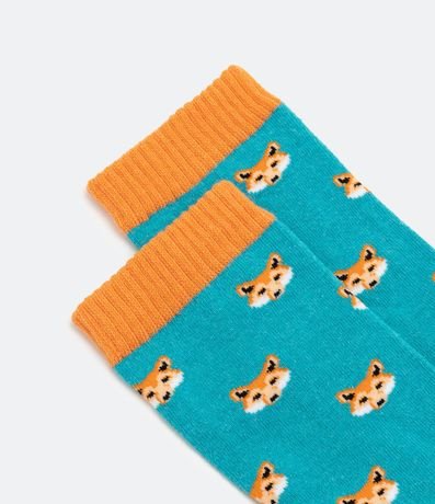 Media Caña Larga en Algodón con Estampado de Zorros 3