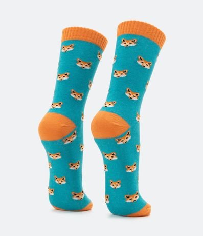 Media Caña Larga en Algodón con Estampado de Zorros 4