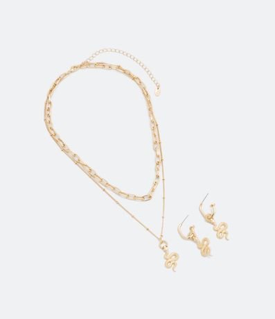 Conjunto Caravana y Collar en Metal con Colgante de Serpiente 2