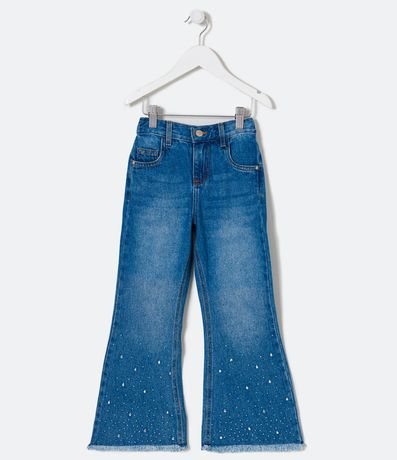 Pantalón Flare Infantil Jeans con Brillos en la Barra - Talle 5 a 14 años 1