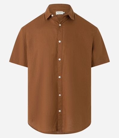 Camisa Comfort Básica en Lino con Manga Corta 7