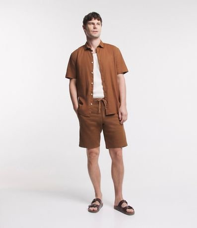 Camisa Comfort Básica en Lino con Manga Corta 2