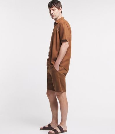 Camisa Comfort Básica en Lino con Manga Corta 4