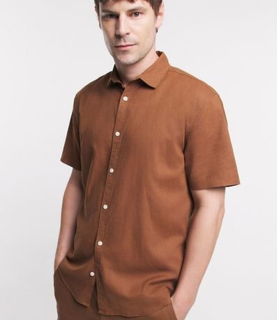 Camisa Comfort Básica en Lino con Manga Corta 5