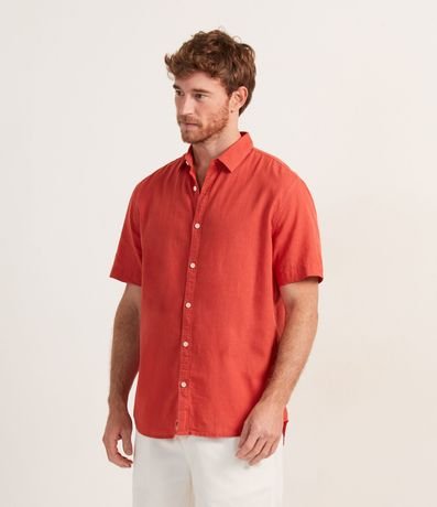 Camisa Comfort Básica en Lino con Manga Corta 2