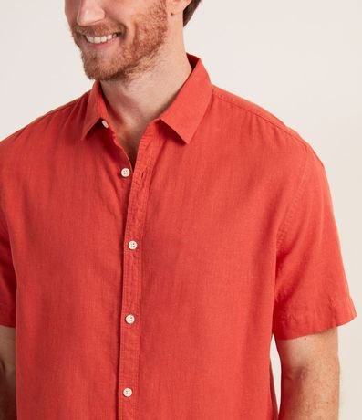 Camisa Comfort Básica en Lino con Manga Corta 4