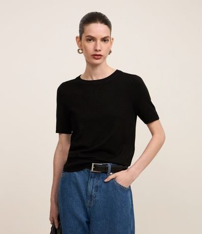 Blusa Básica de Punto con Cuello Redondo 2