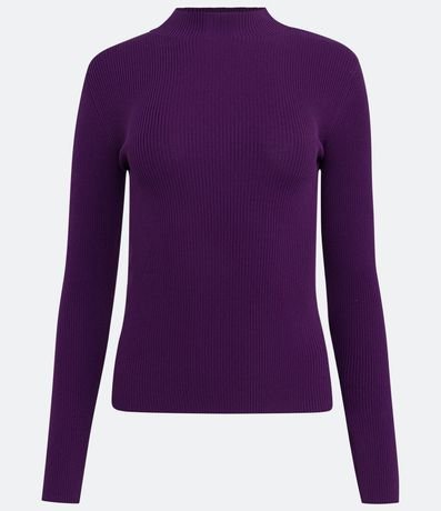Blusa Básica en Tejido de Punto Acanalada con Cuello Alto 5