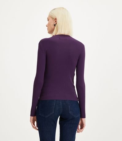 Blusa Básica en Tejido de Punto Acanalada con Cuello Alto 3