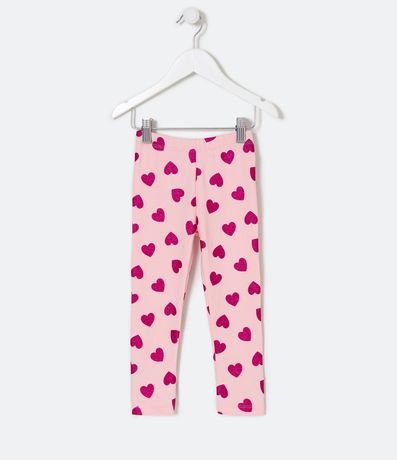 Pantalón Legging Infantil en Algodón y Estampado Corazones con Purpurina - Talle 1 a 5 años 1