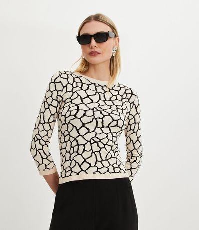 Blusa de Punto con Manga 3/4 y Estampa Animal Print Jirafa 1