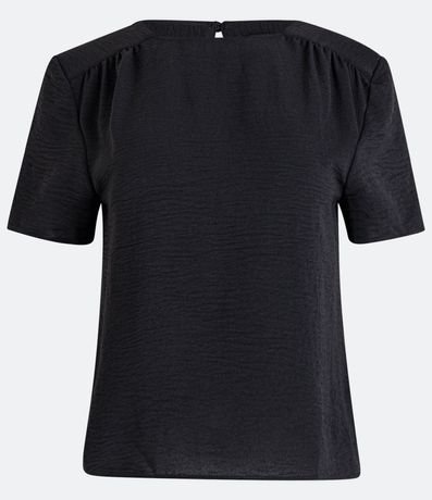 Blusa Básica con Detalle de Pliegues en los Hombros 1