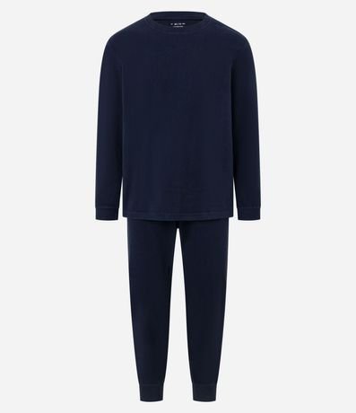 Pijama Largo en Fleece con Textura y Manga Larga 3