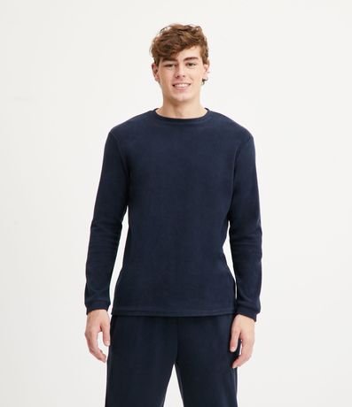 Pijama Largo en Fleece con Textura y Manga Larga 3