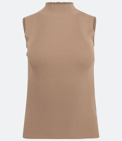 Blusa Musculosa Básica de Punto con Cuello Alto 5