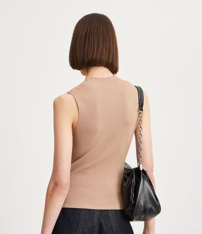Blusa Musculosa Básica de Punto con Cuello Alto 3