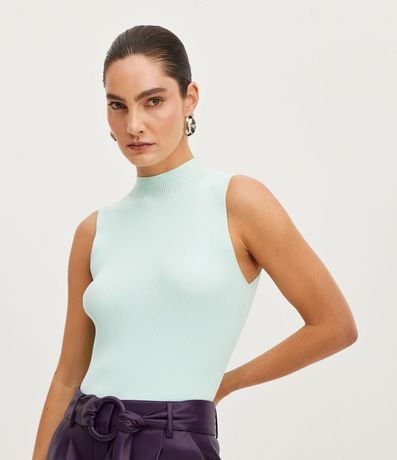 Blusa Musculosa Básica de Punto con Cuello Alto 2
