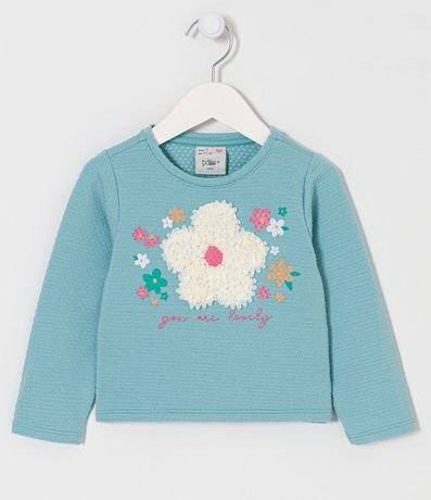 Blusa Infantil en Cotton con Bordado de Flor en Organza - Talle 1 a 5 años 1