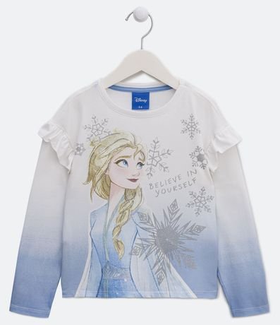Blusa Infantil con Volados en los Hombros y Estampado Elsa - Talle 2 a 8 años