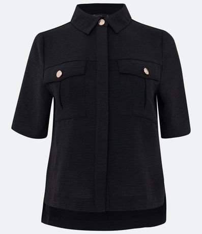 Camisa Texturizada con Bolsillos Delanteros y Botones Diferenciados