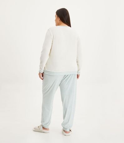Pijama Largo en Plush con Estampado de Cuadros Curve & Plus Size 2