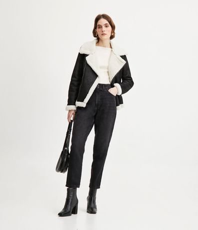 Pantalón Mom Jeans con Cintura Alta y Abotonado Doble 1
