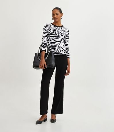 Blusa de Punto con Manga 3/4 y Estampa Animal Print Cebra 2