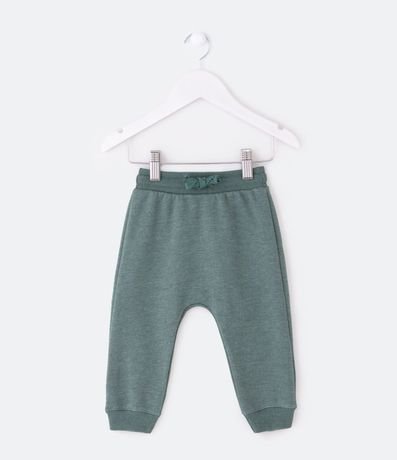 Pantalón Básico Infantil en Algodón con Cintura y Punhos en Ribana - Talle 0 a 18 meses 1