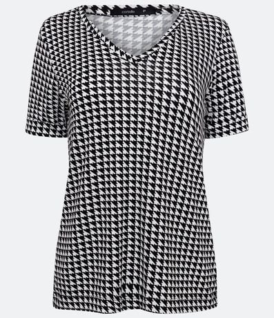 Blusa en Viscolycra con Estampado Pied-de-poule