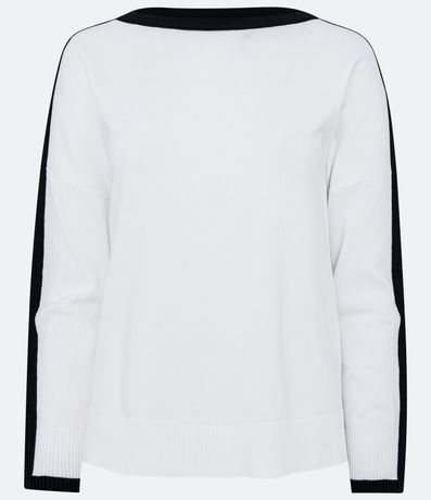 Blusa en Punto con Cuello Canoa y Detalle Contrastante 5