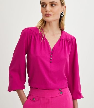 Blusa con Pliegues en los Hombros y Botones Delanteros 1