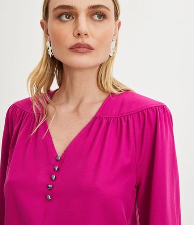 Blusa con Pliegues en los Hombros y Botones Delanteros 3