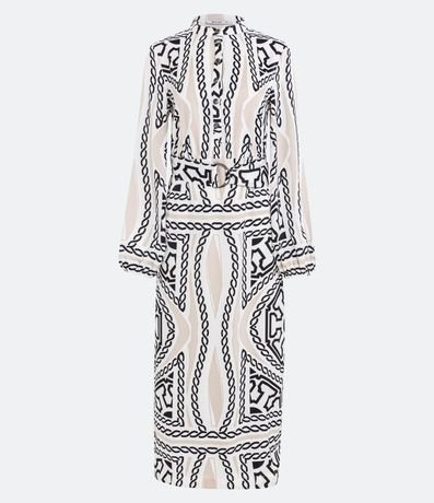 Vestido Chemise Midi en Satén con Estampa de Cadenas 6