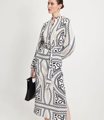 Vestido Chemise Midi en Satén con Estampa de Cadenas 2