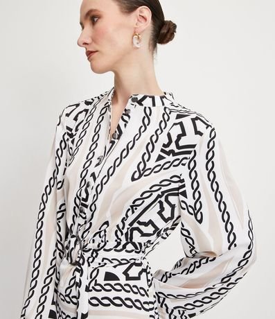 Vestido Chemise Midi en Satén con Estampa de Cadenas 3