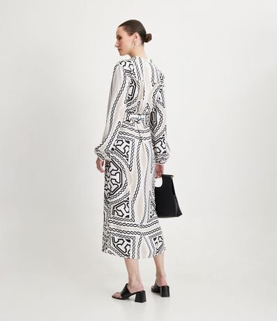 Vestido Chemise Midi en Satén con Estampa de Cadenas 4