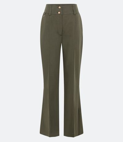 Pantalón Flare Cintura Alta en Viscosa con Hebilla en la Trabilla 5