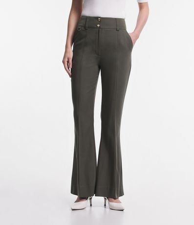 Pantalón Flare Cintura Alta en Viscosa con Hebilla en la Trabilla 2