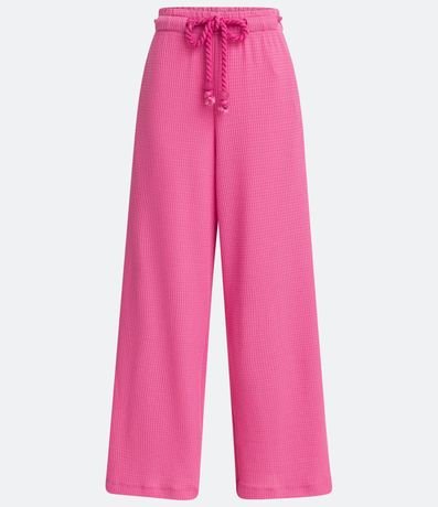 Pantalón Pantalona en Ribana Texturizada con Lazo de Cuerda 5